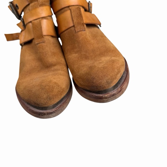Women's SixtySeven ANTHROPOLOGIE Leather Buckle Wrapped Ankle BOOTS sz 38 US 7.5 - Picture 3 of 14